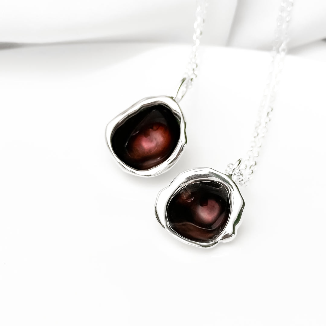 'Autumn Moors' Burgundy Droplet Sterling Silver Necklace